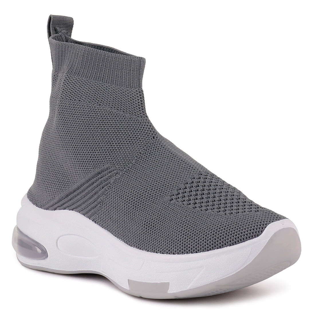 Grey Fourgrid Knitted Ankle Chunky Sneaker
