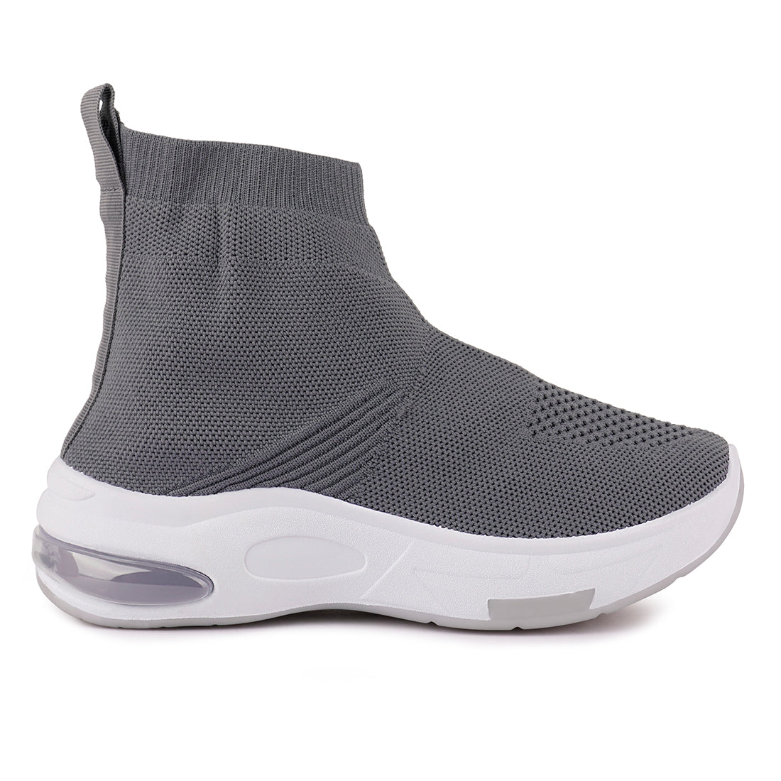 Grey Fourgrid Knitted Ankle Chunky Sneaker