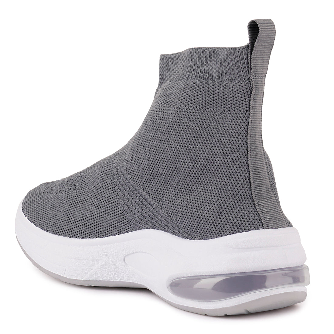 Grey Fourgrid Knitted Ankle Chunky Sneaker