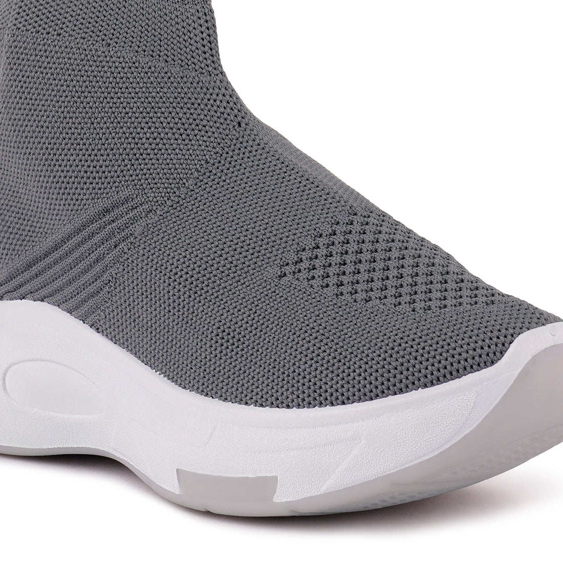 Grey Fourgrid Knitted Ankle Chunky Sneaker