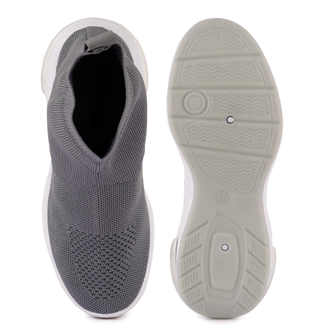 Grey Fourgrid Knitted Ankle Chunky Sneaker