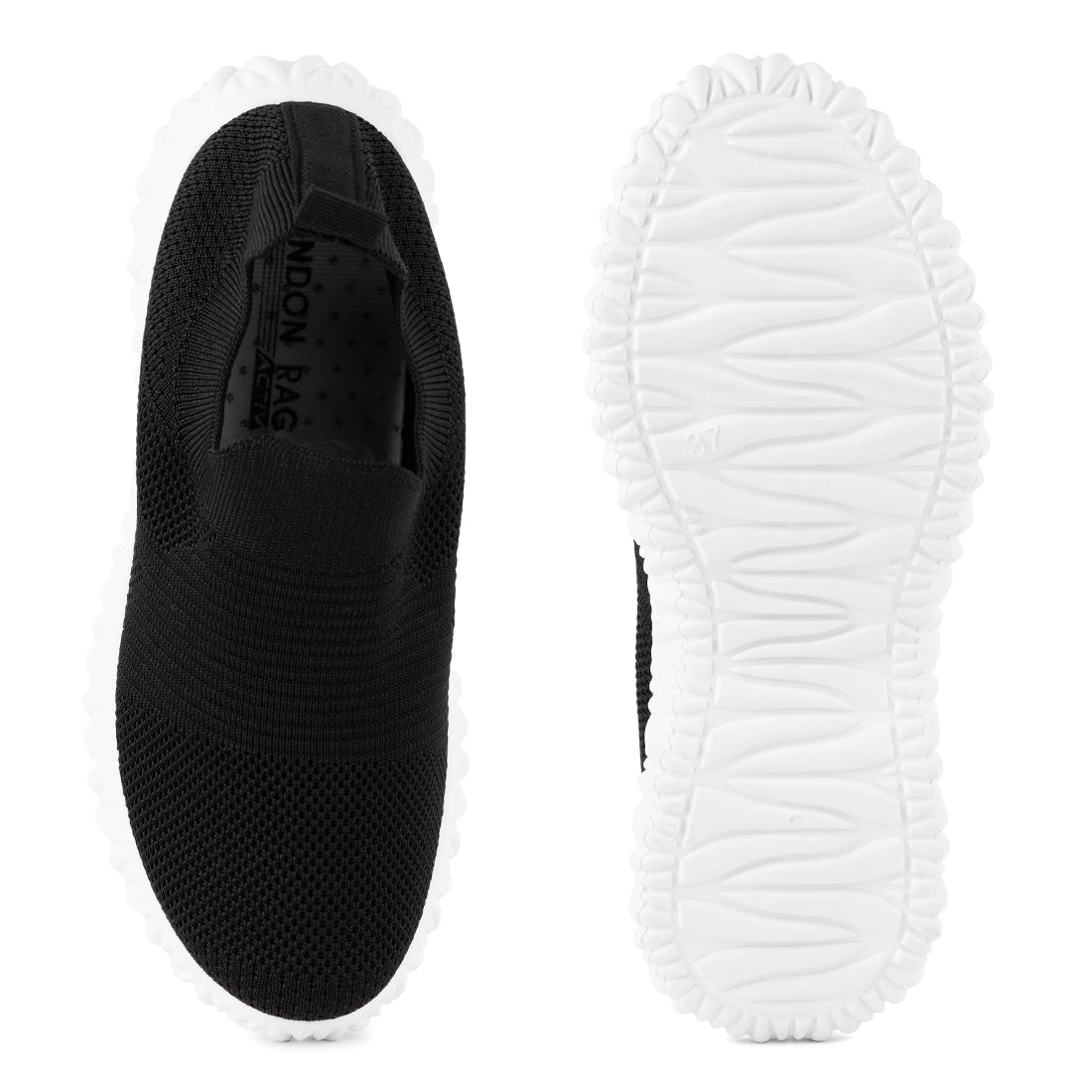 Black Fair Play Knitted Chunky Running Sneakers