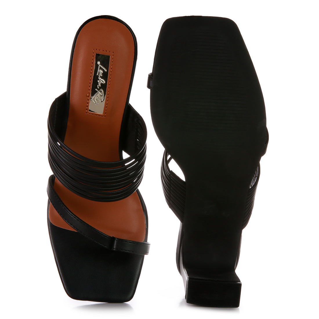mid block heel sandals#color_black