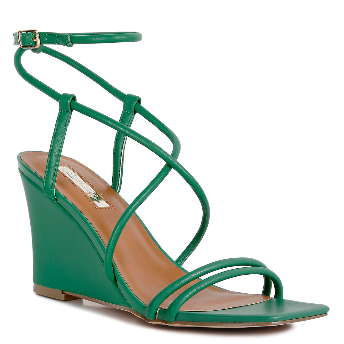 ankle strap wedge sandals#color_green