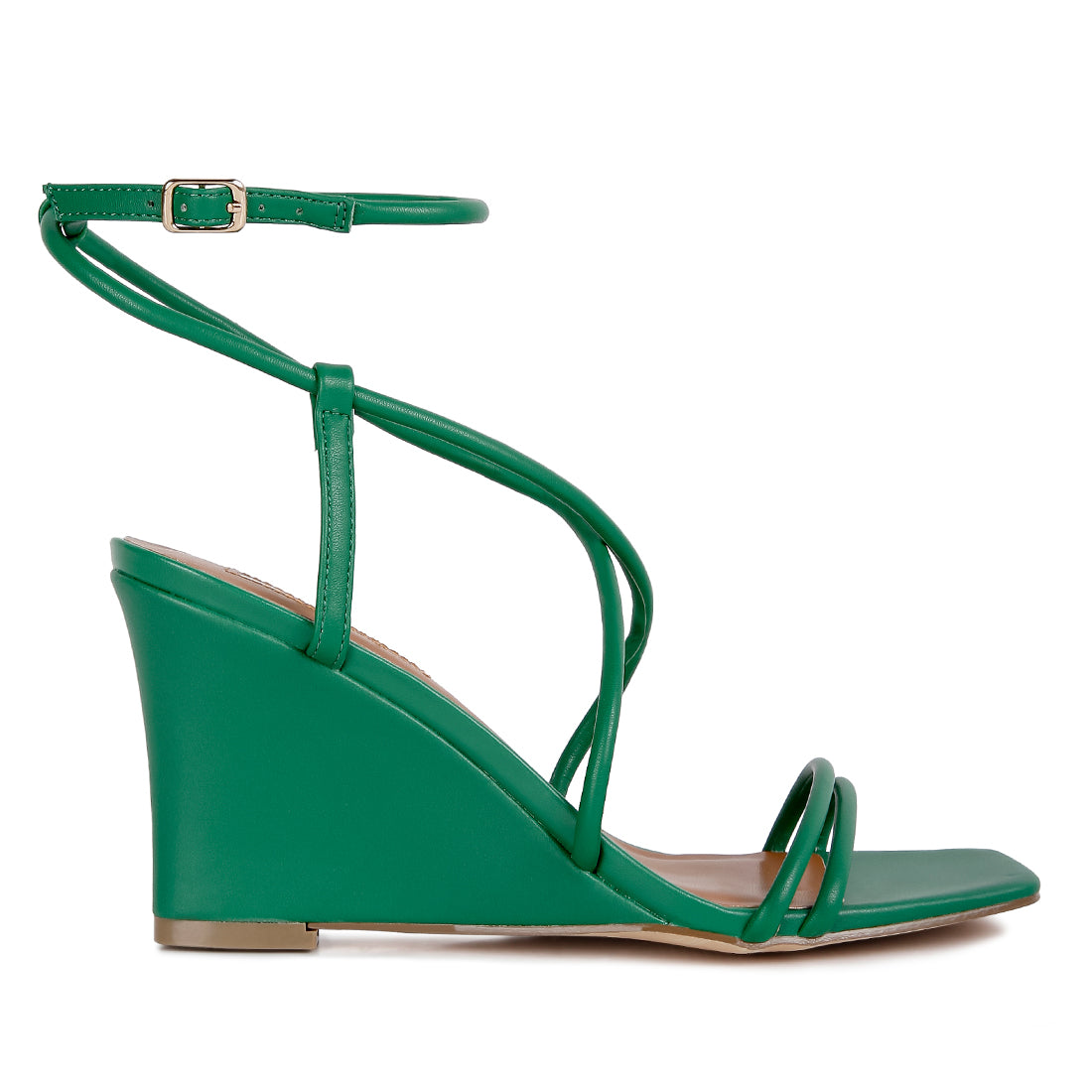ankle strap wedge sandals#color_green