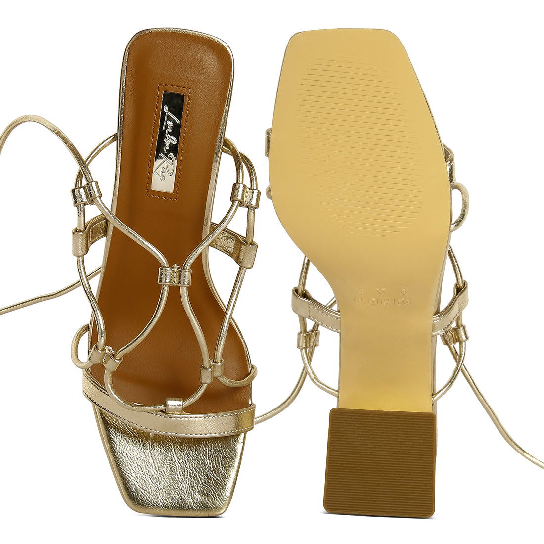 Lace Up Block Heeled Sandal