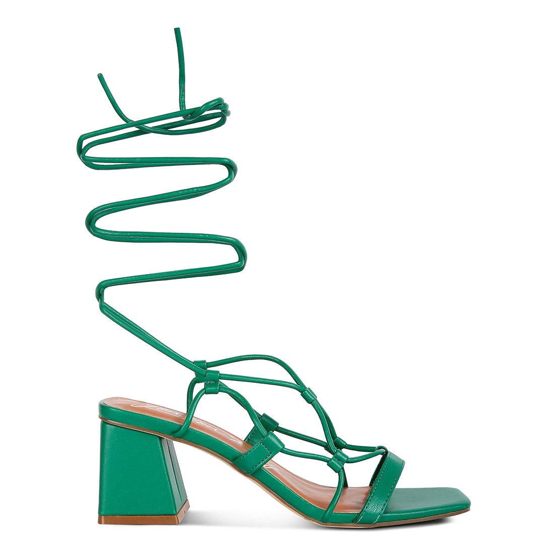 lace up block heeled sandal#color_green