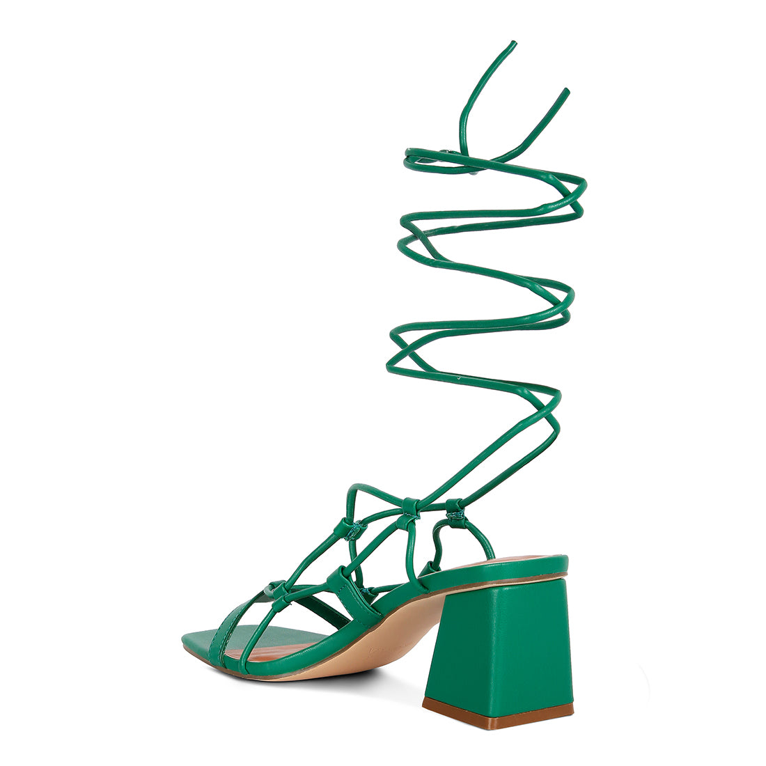 lace up block heeled sandal#color_green