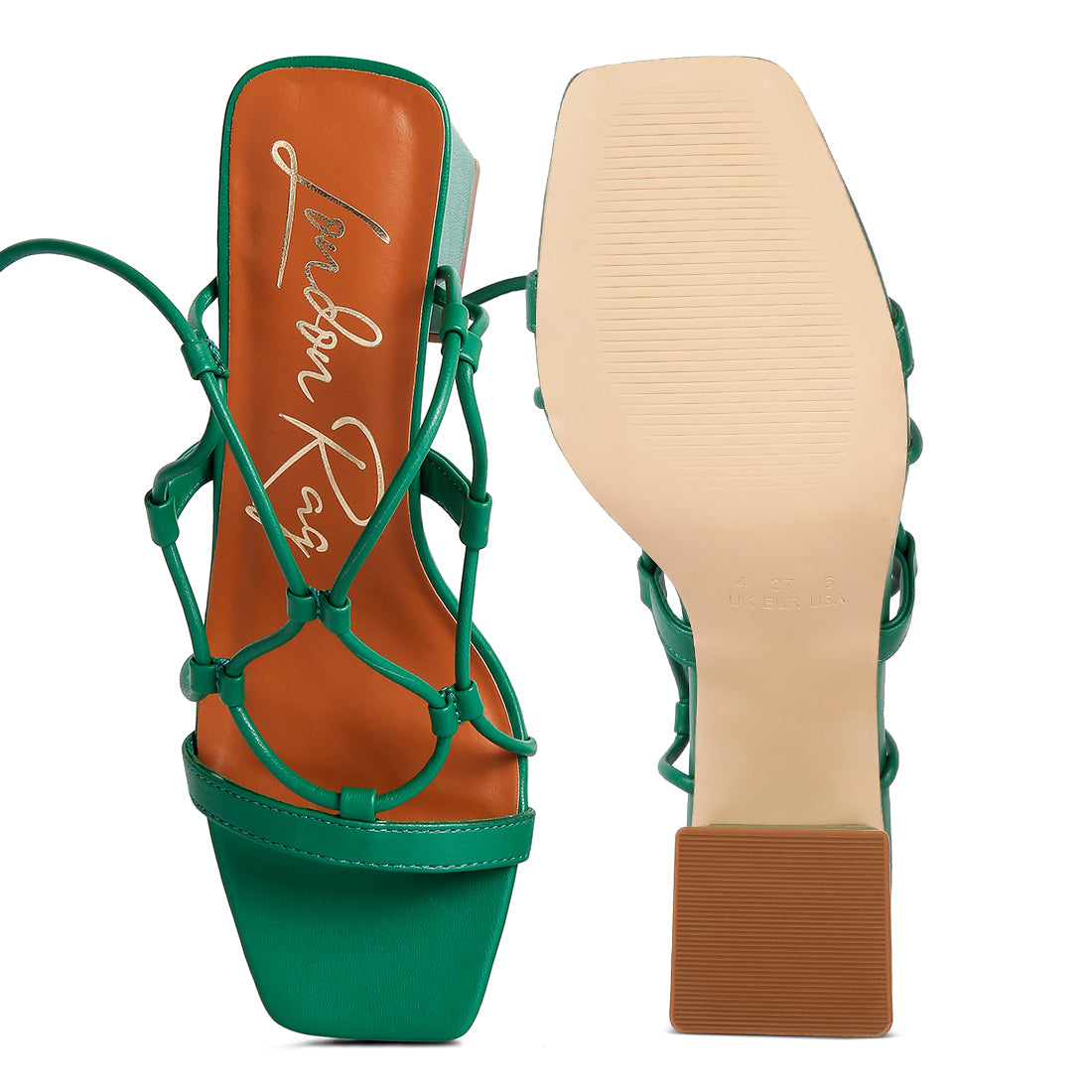 lace up block heeled sandal#color_green