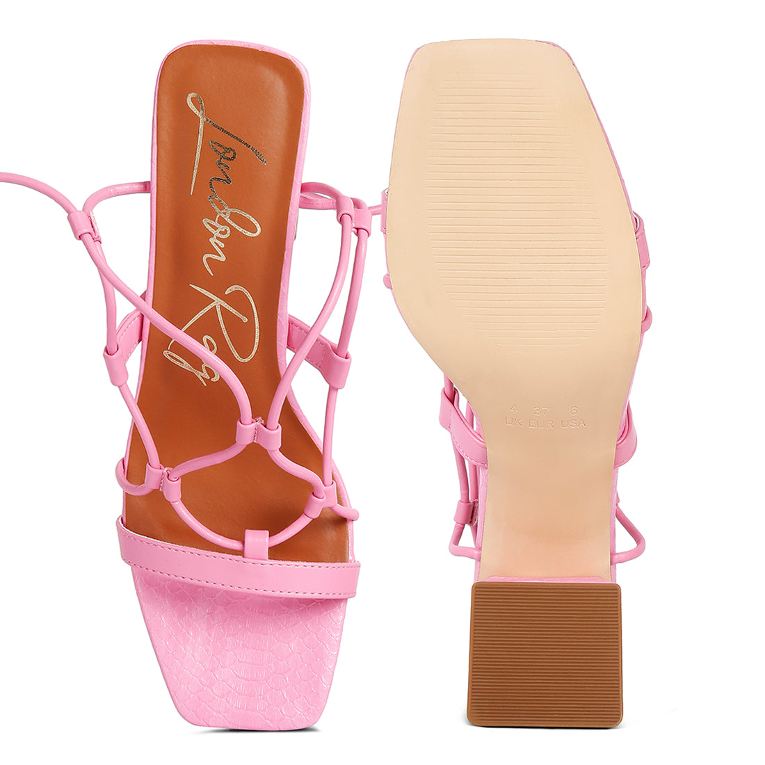 lace up block heeled sandal#color_pink