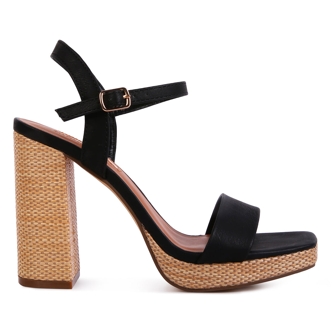 Woven Textured High Block Heeled Sandals