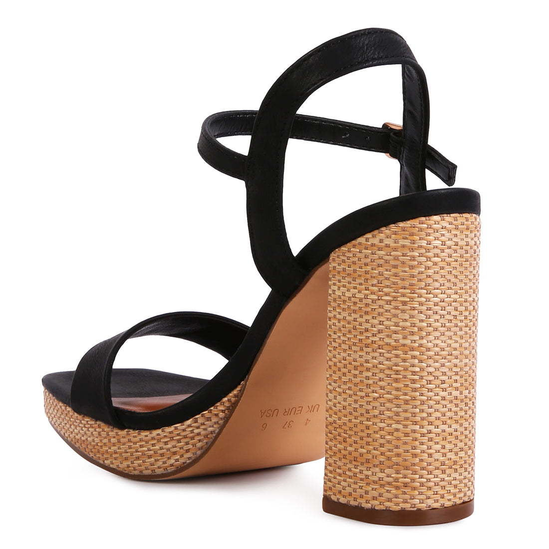 Woven Textured High Block Heeled Sandals