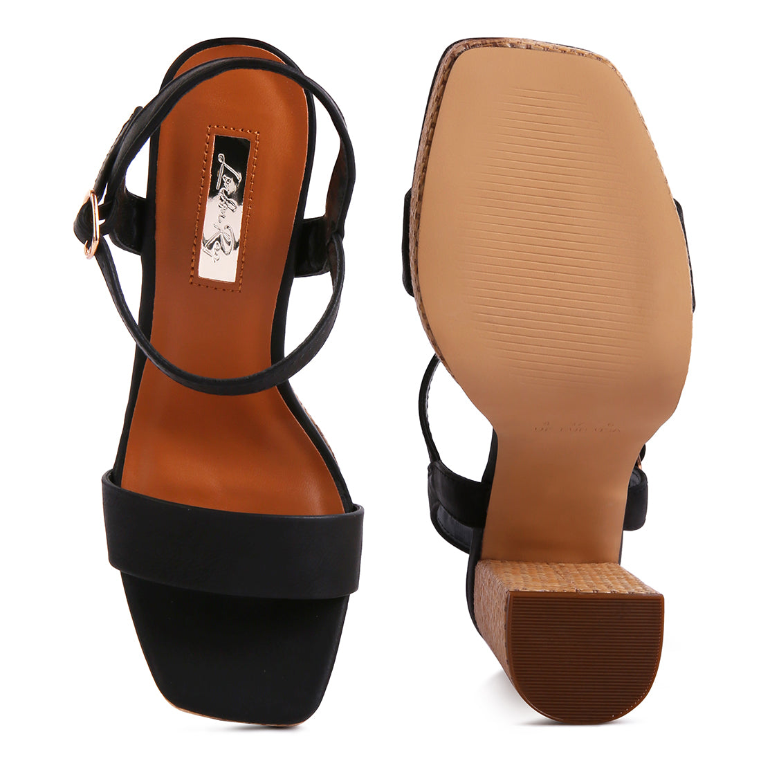 Woven Textured High Block Heeled Sandals