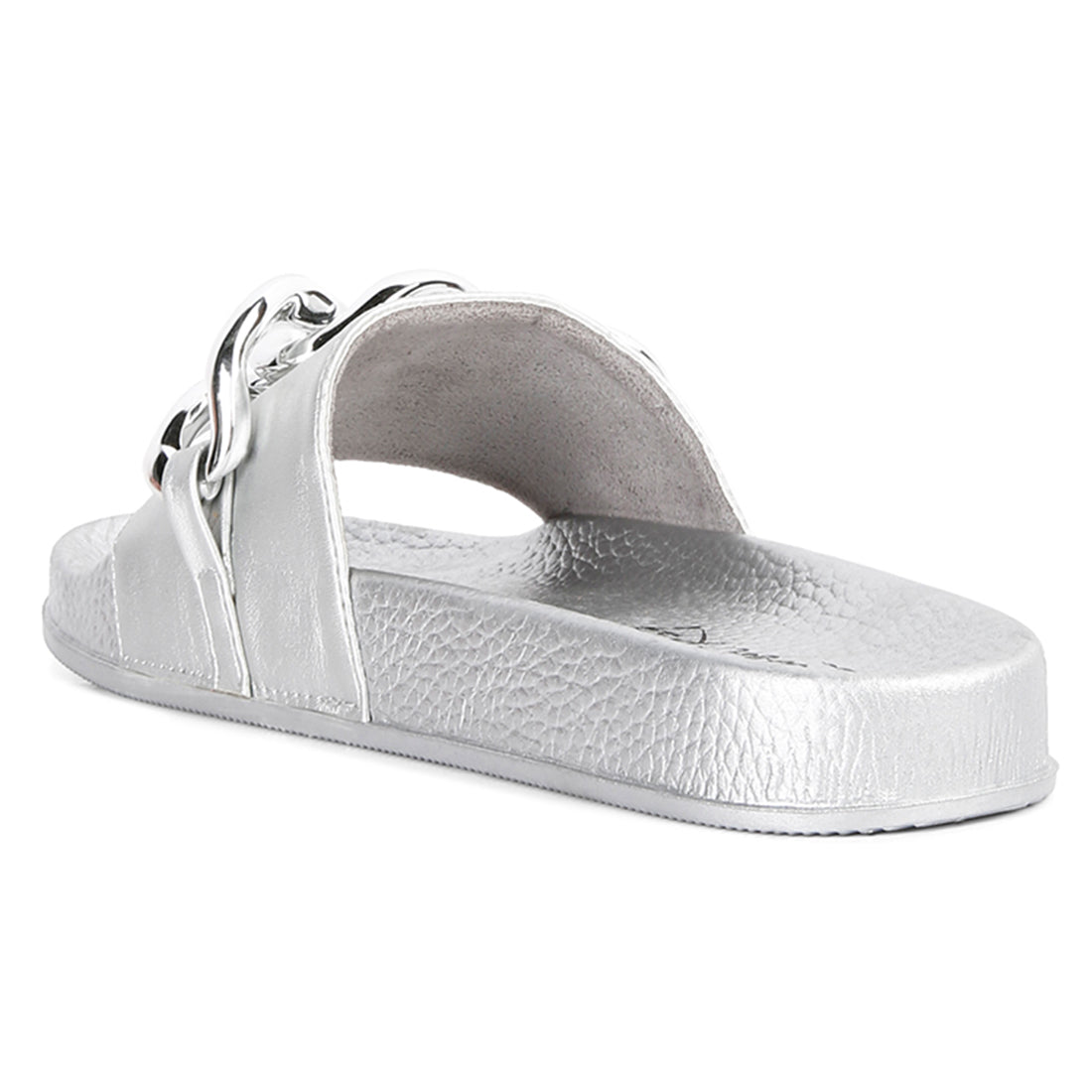 Silver Metallic Chain Metal Slid Flats
