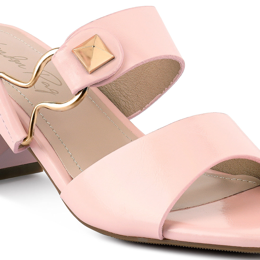 Pink Hookup Geometric Cut Block Heel Slides