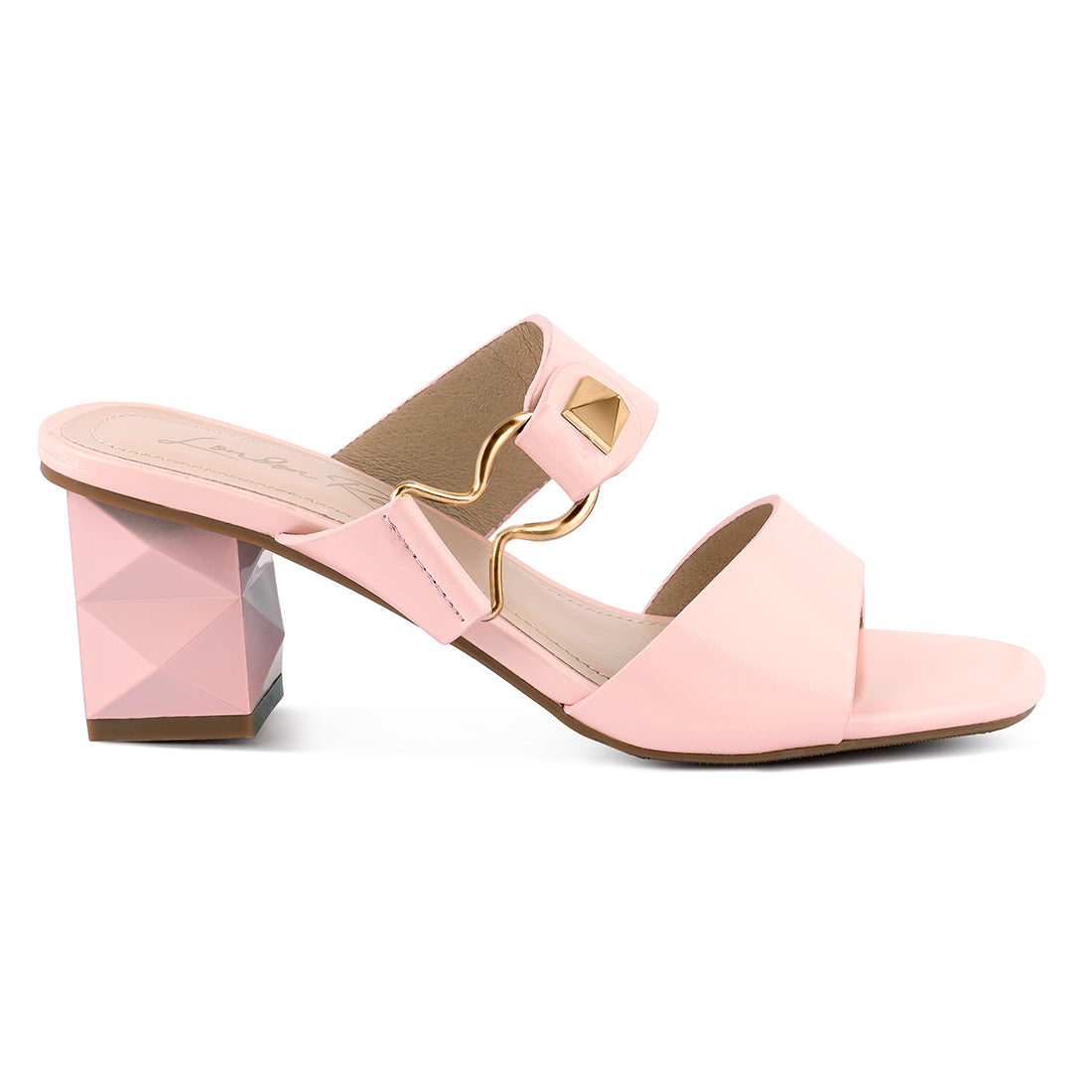 Pink Hookup Geometric Cut Block Heel Slides