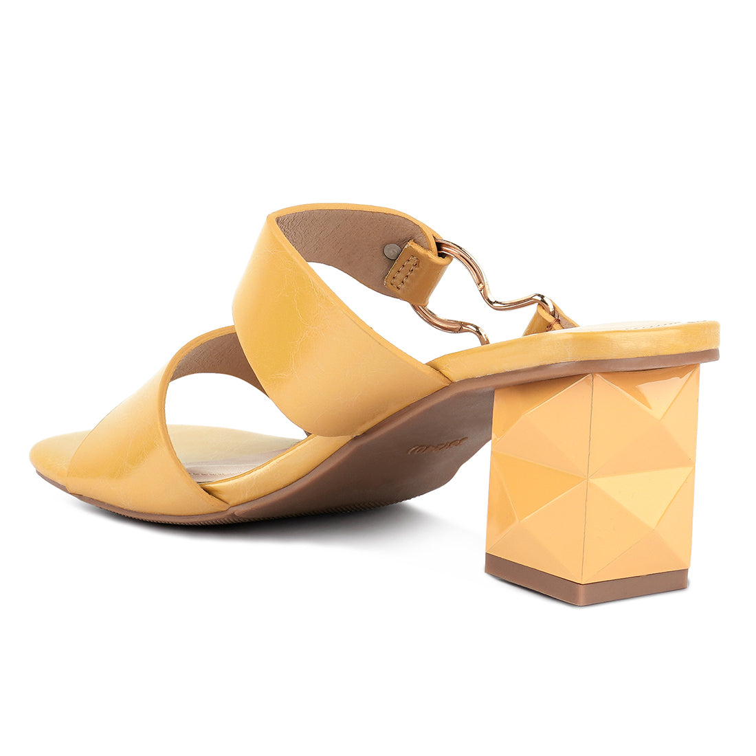 Yellow Hookup Geometric Cut Block Heel Slides