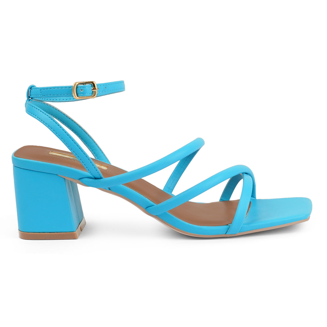 Blue Mid Block Heel Casual Sandals