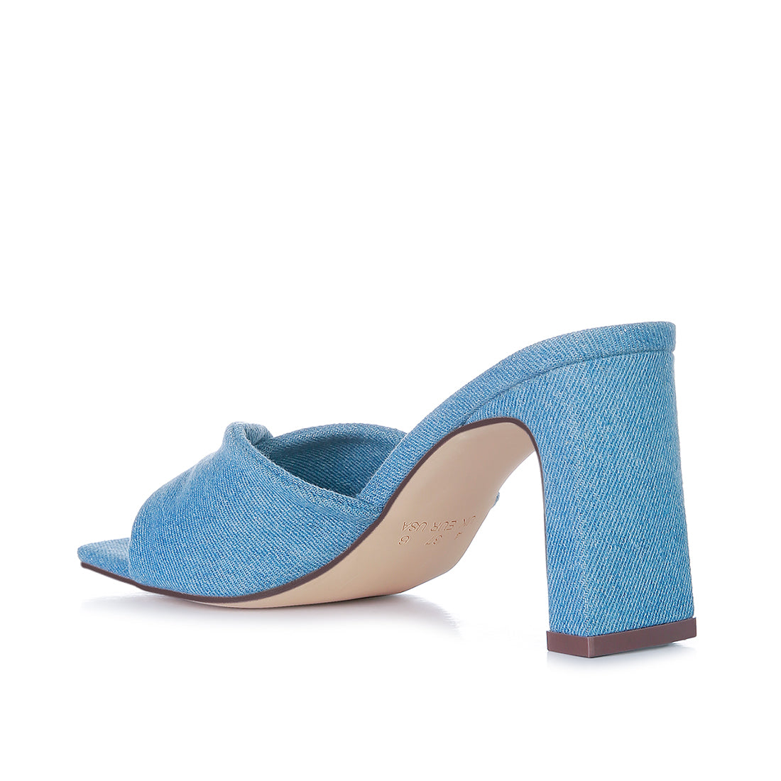 Blue Soft Flirt Twisted Denim Mid Heel Sandals