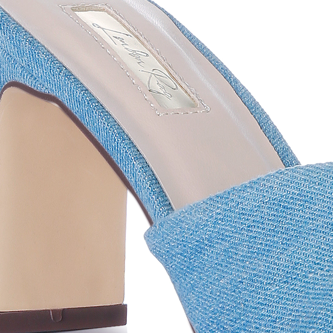 Blue Soft Flirt Twisted Denim Mid Heel Sandals