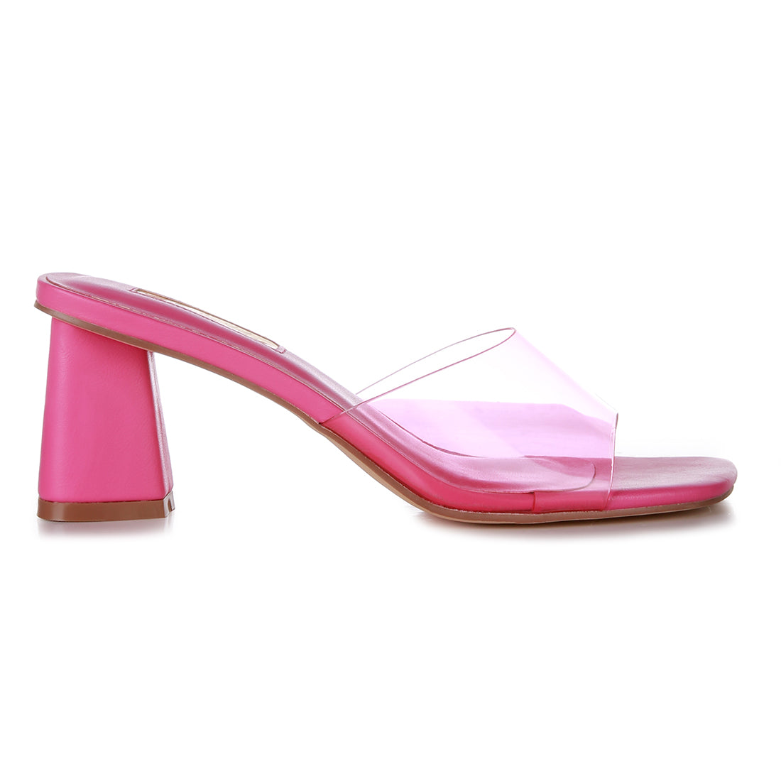 Fuchsia Clear Flirt Clear Strap Slip On Heels