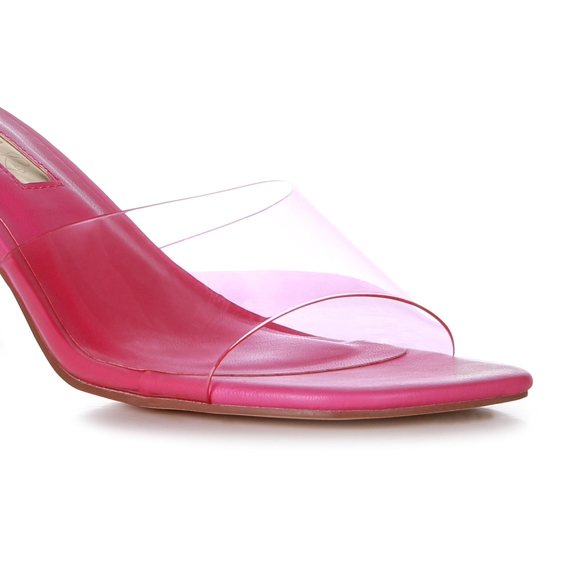Fuchsia Clear Flirt Clear Strap Slip On Heels