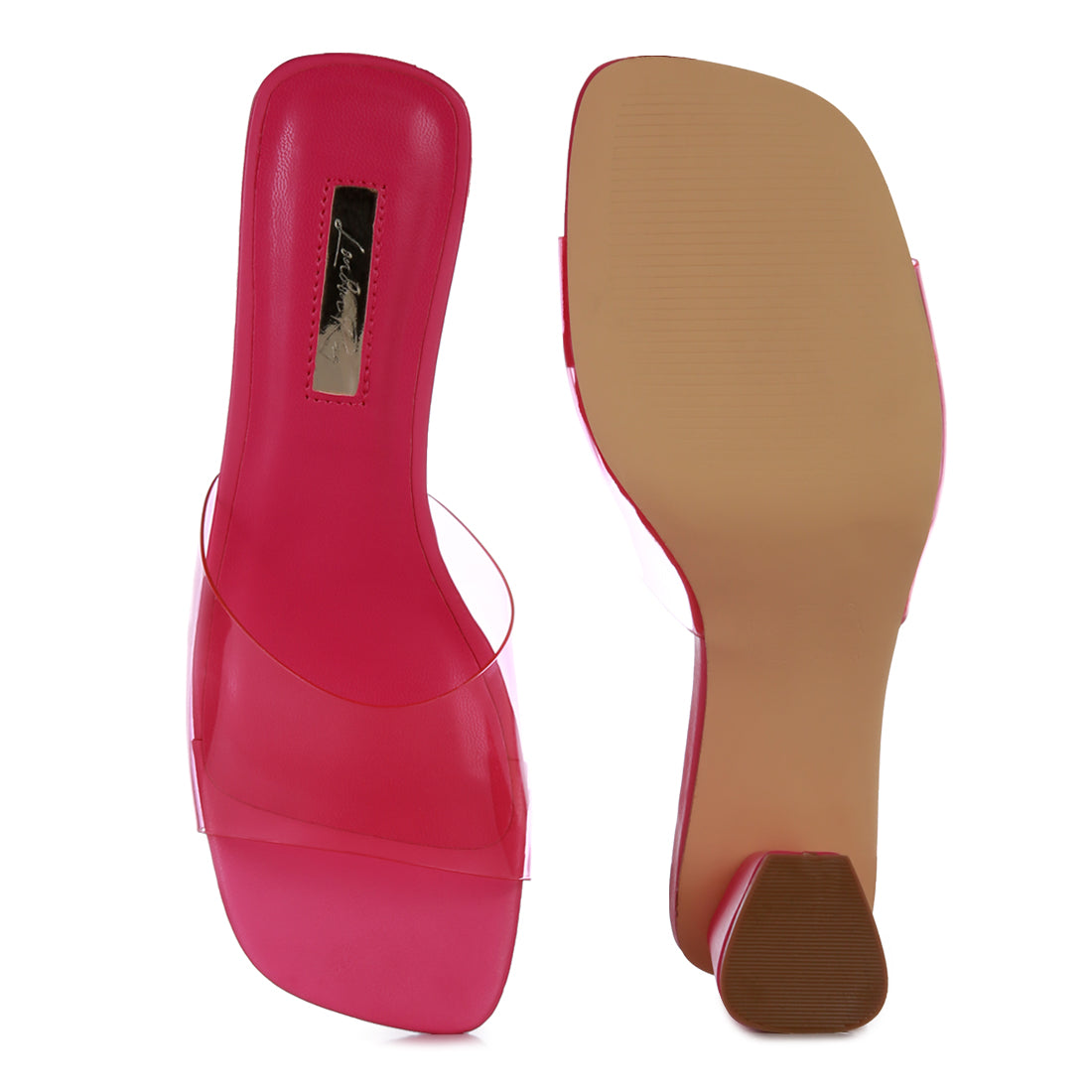 Fuchsia Clear Flirt Clear Strap Slip On Heels