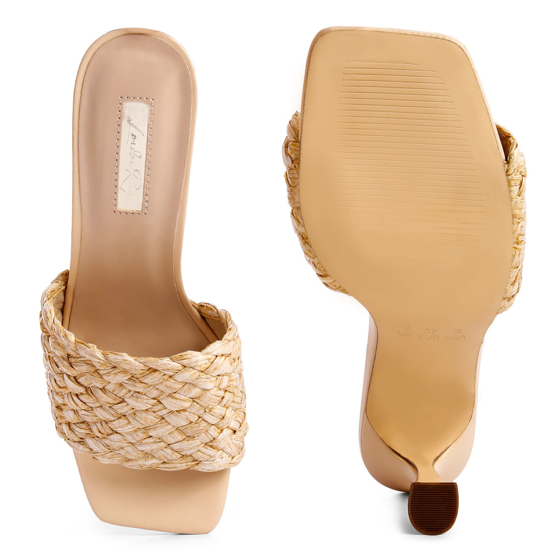 Beige Tour Braided Strap Heeled Sandals