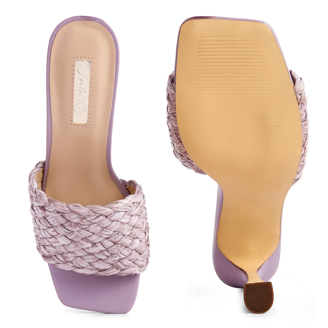 Purple Tour Braided Strap Heeled Sandals