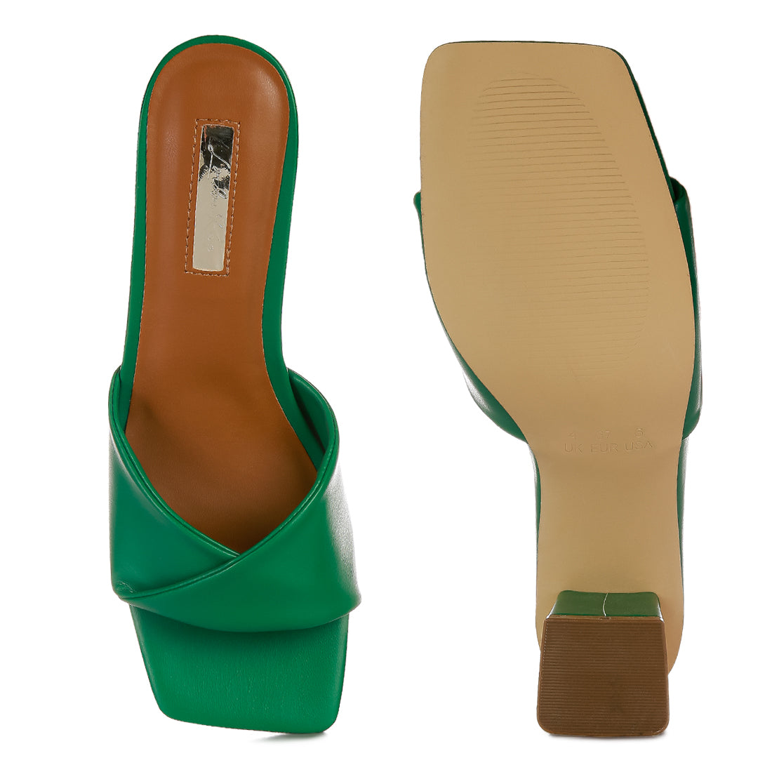 Green Mid Block Heeled Sandal