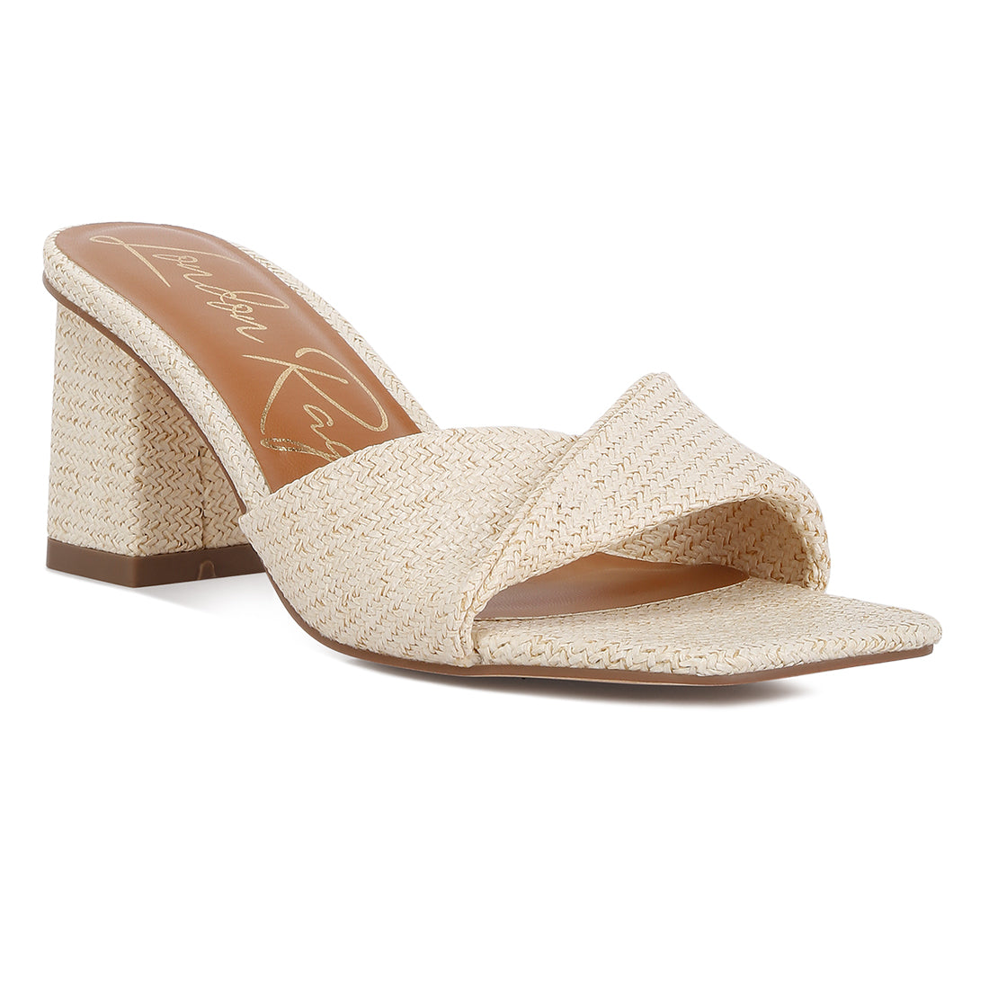 Beige Mid Block Heeled Sandal
