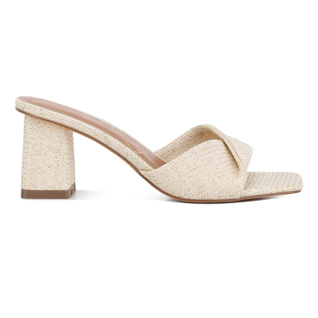 Beige Mid Block Heeled Sandal