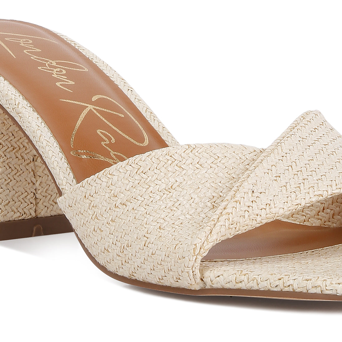 Beige Mid Block Heeled Sandal