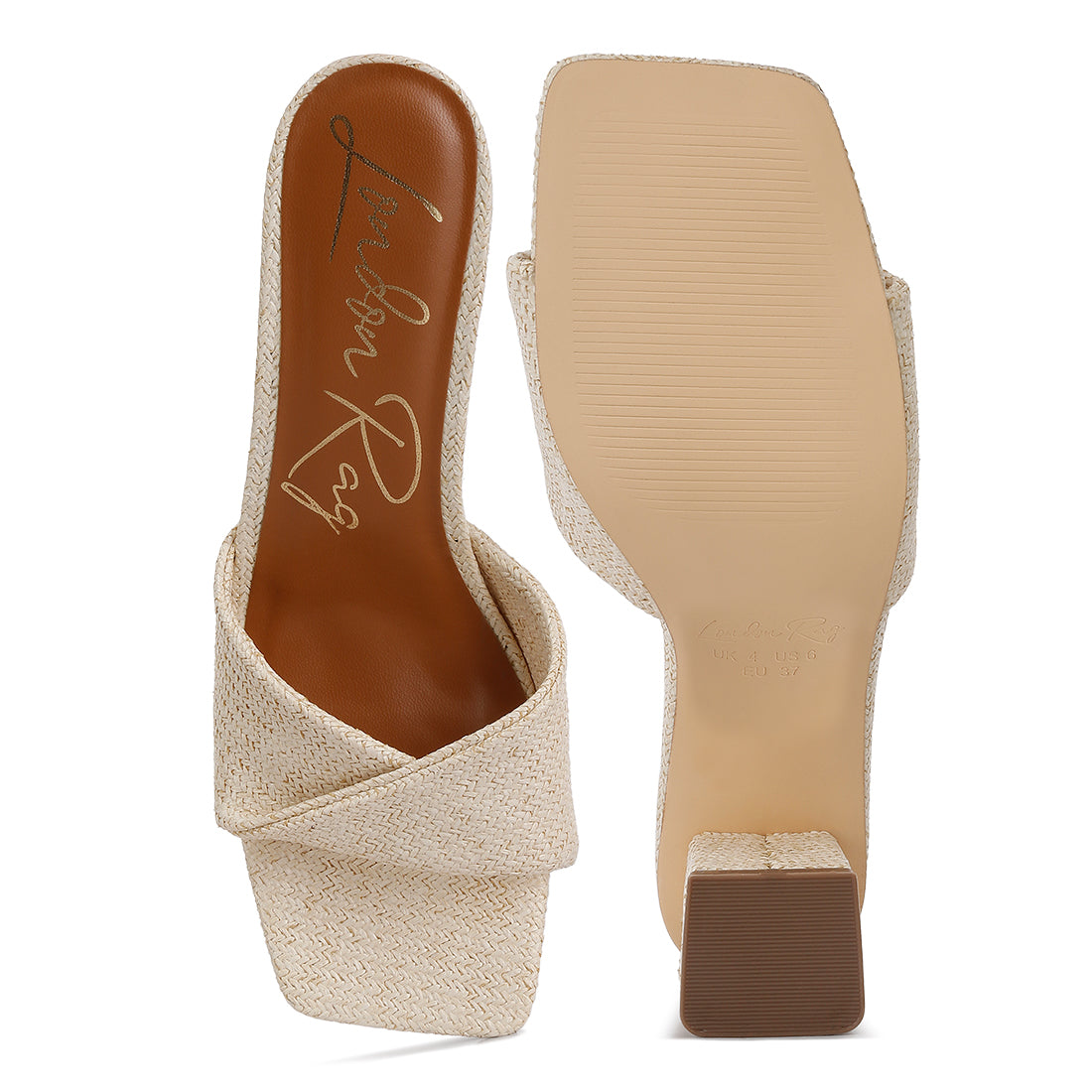Beige Mid Block Heeled Sandal