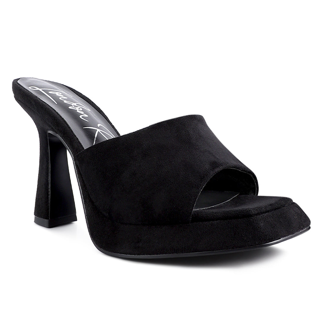 Black Mid Heel Classic Sandals