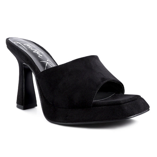 Black Mid Heel Classic Sandals