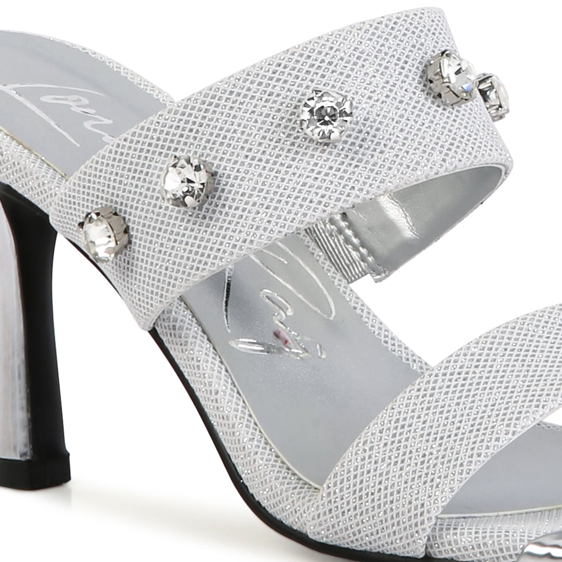 White Diamante Adorned Glitter Sandals