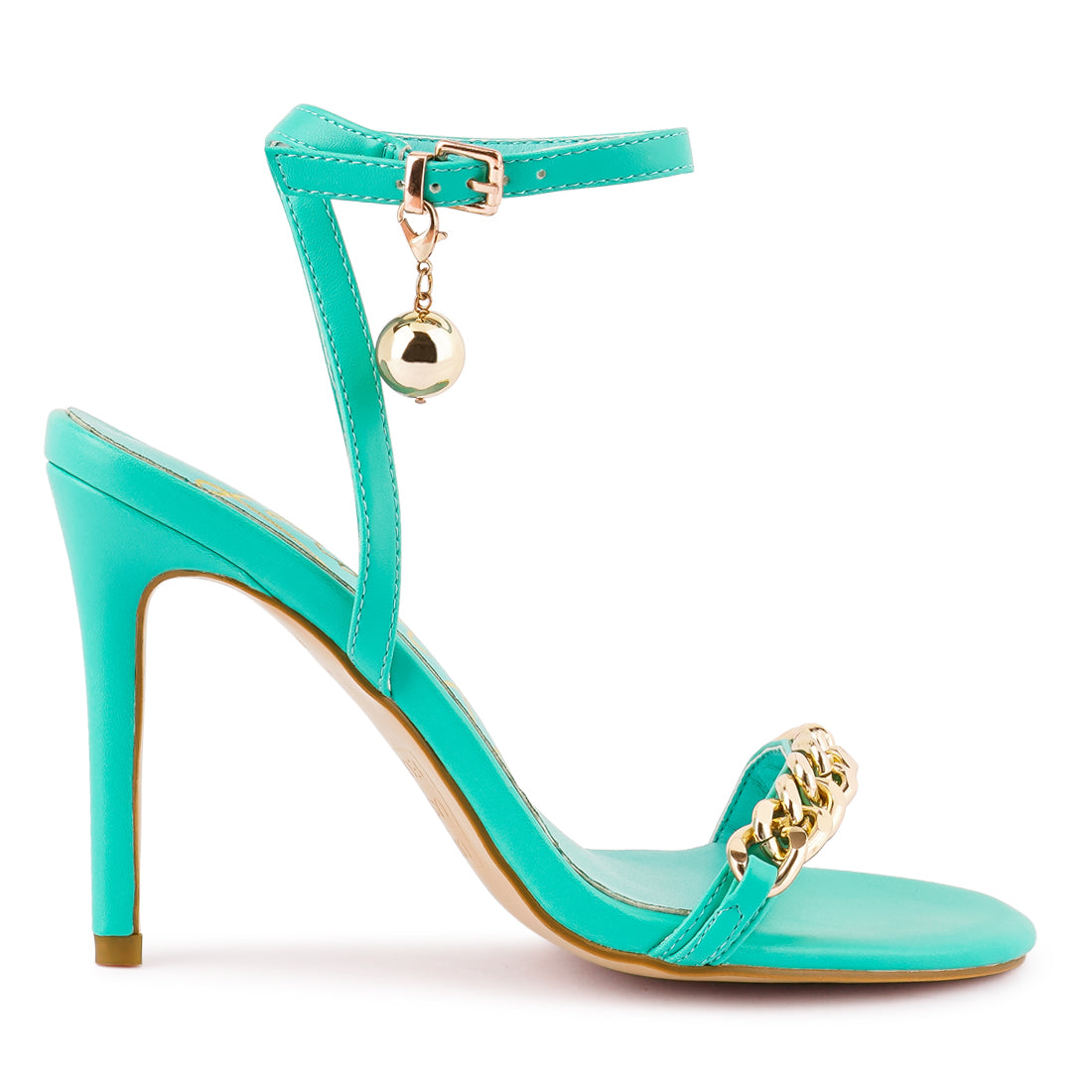 Blue High Heeled Metal Chain Strap Sandal