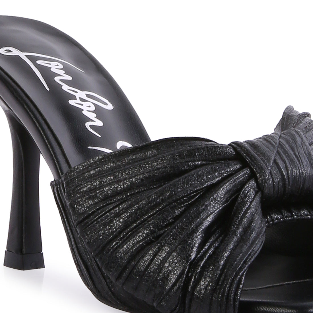 wonderbuz high heeled bow slider sandals#color_black