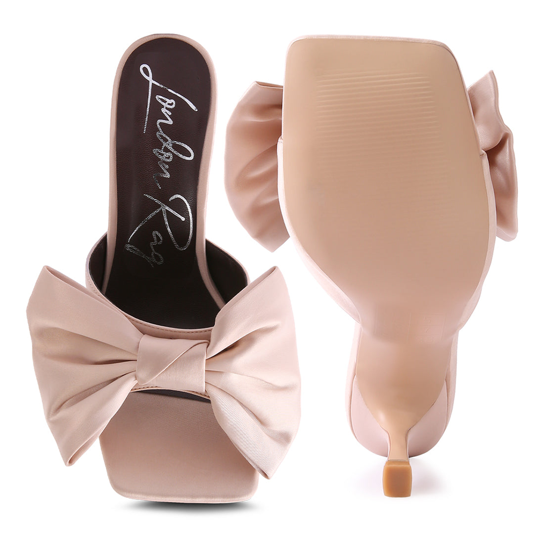 wonderbuz high heeled bow slider sandals#color_latte