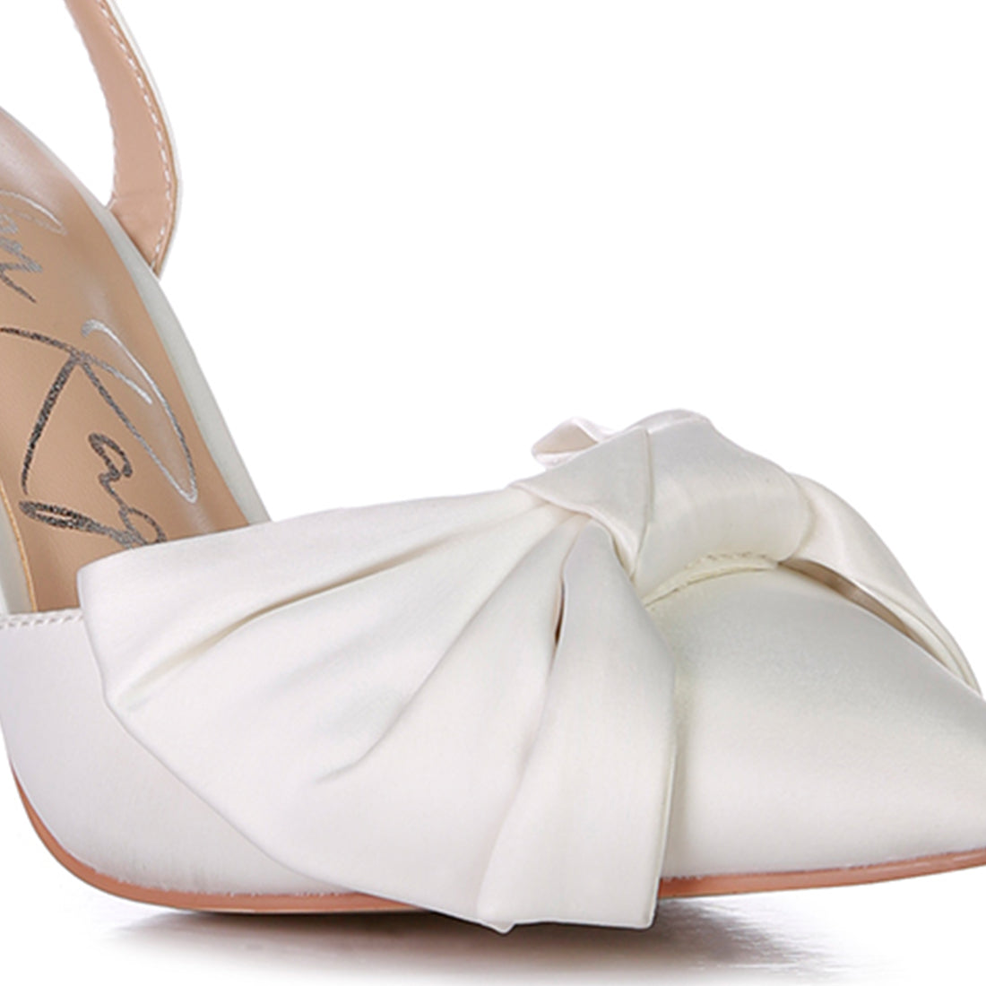 smitten high heeled bow slingback sandals#color_white