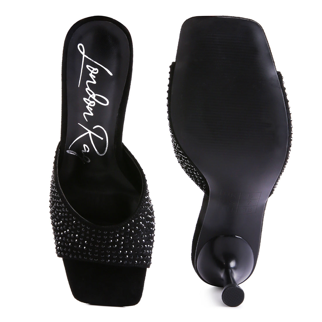imprint diamante stud slip on sandals#color_black