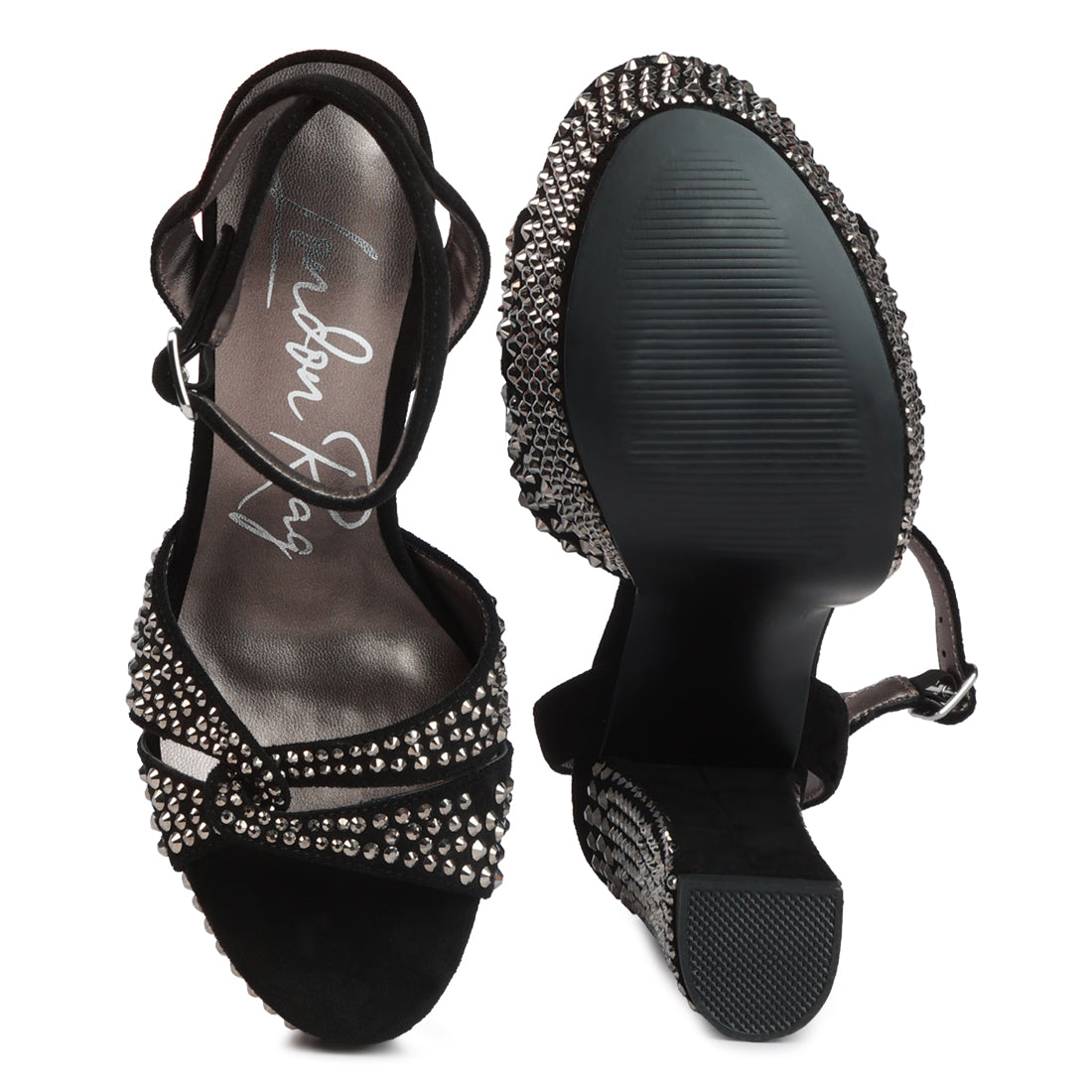 bellini diamante  high block heeled sandals#color_black