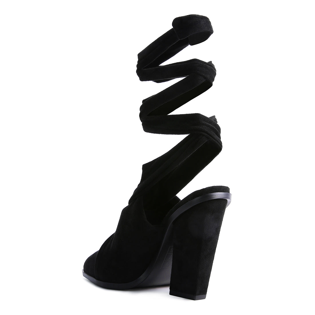 mama fav lace up high block heeled mules#color_black