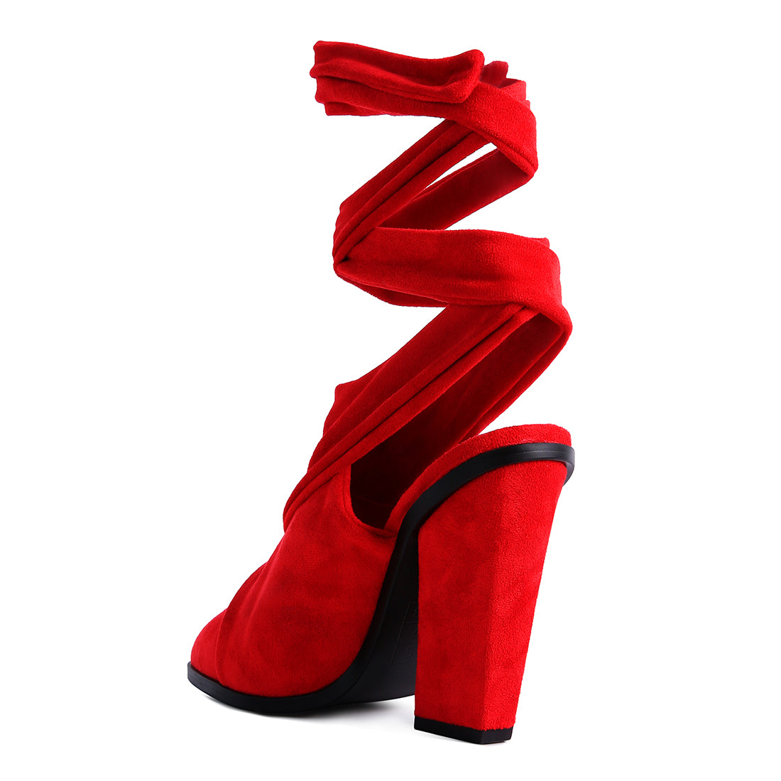 mama fav lace up high block heeled mules#color_red