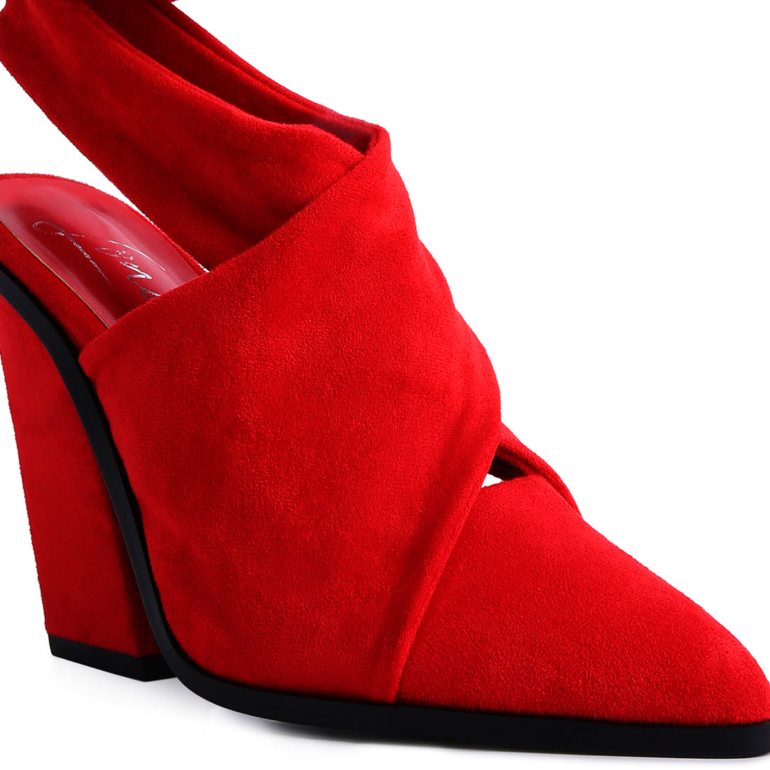 mama fav lace up high block heeled mules#color_red