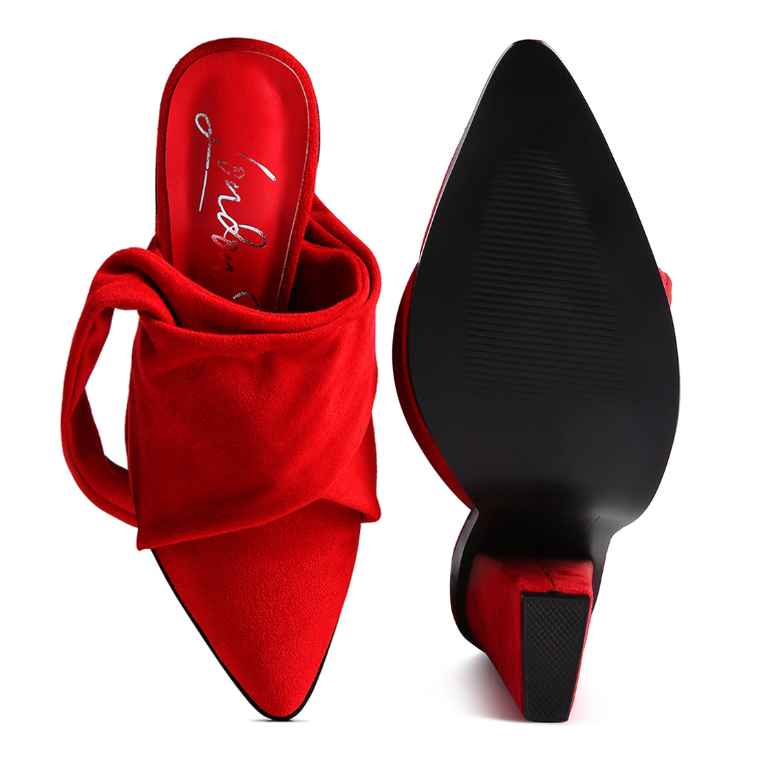 mama fav lace up high block heeled mules#color_red