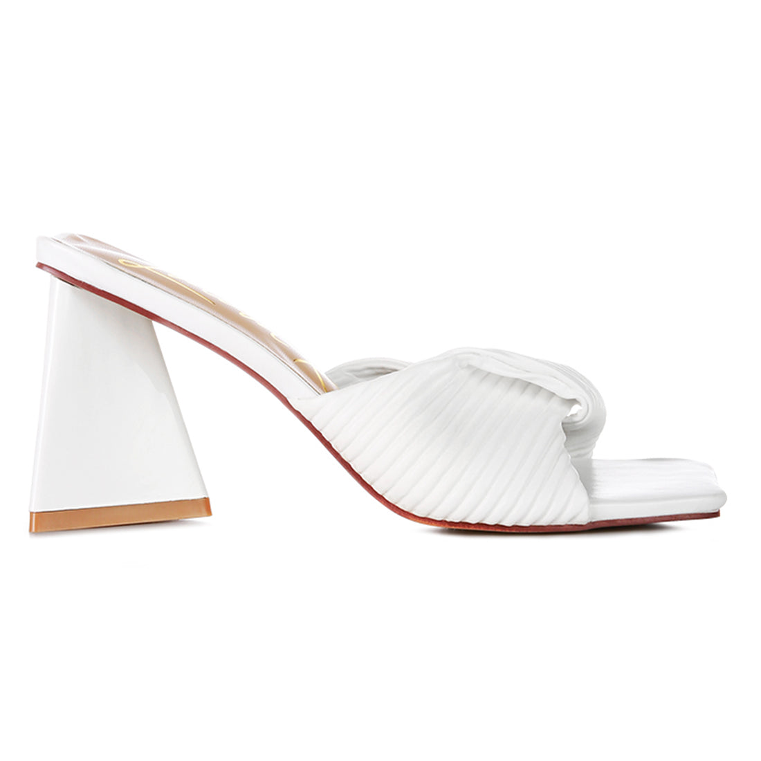 White Twist Strap Block Sandals