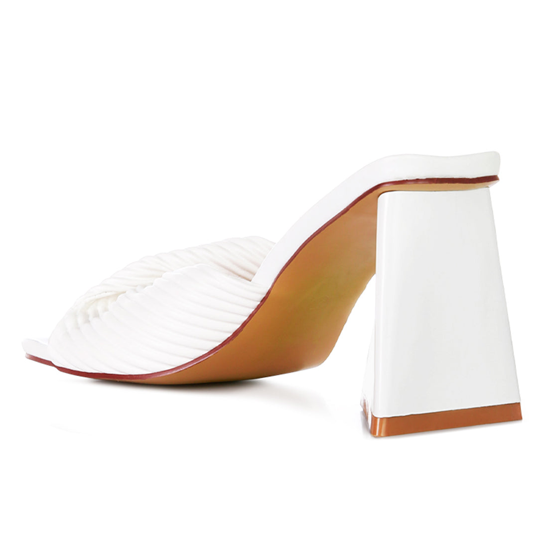 White Twist Strap Block Sandals