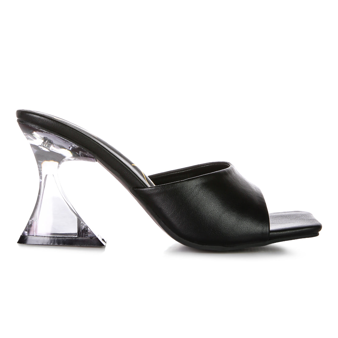 Black Clear Spool Heeled Sandal